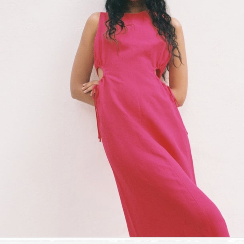 Zara - cut-out fuchsia midi dress